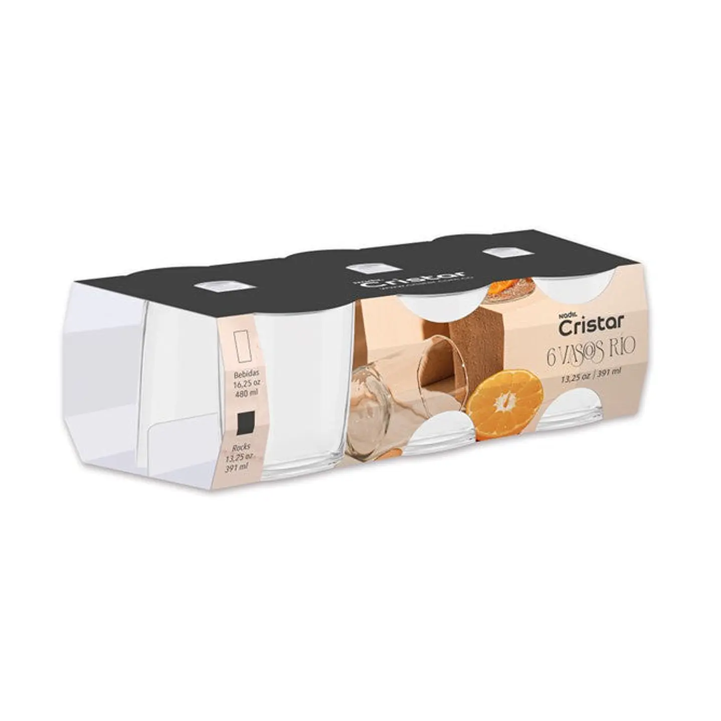 Vaso Rio Rocks 13.25 Oz 8 Canastillas x 6 Und