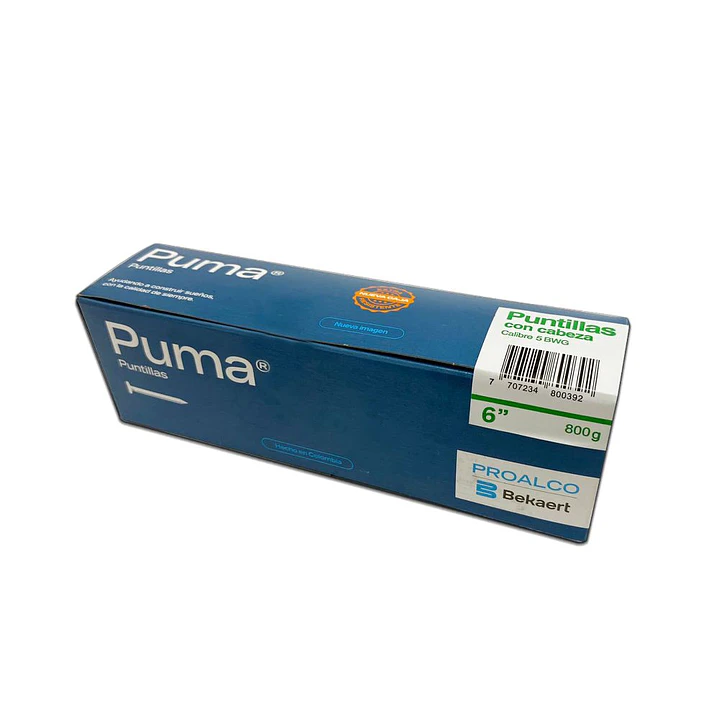 Puntilla con cabeza PUMA 6 Caja X 25 Cajetillas de 800g