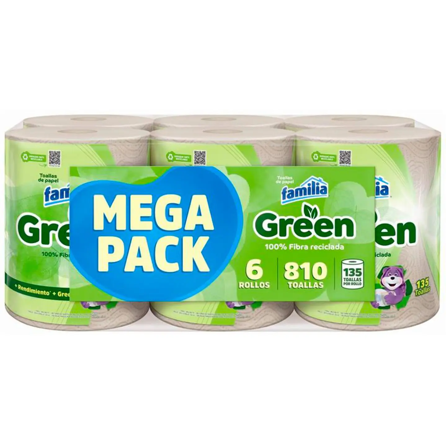 Familia Green Toallas de Cocina 6 Unid 135 Hojas