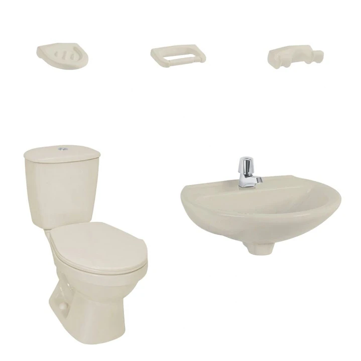 Combo Laguna 4.8 L Sin Pedestal Beige Grifería Cromada