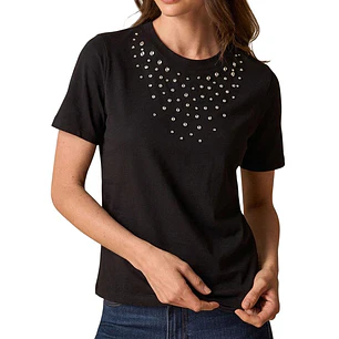Esprit Camiseta Cuello Redondo con Apliques Mujer
