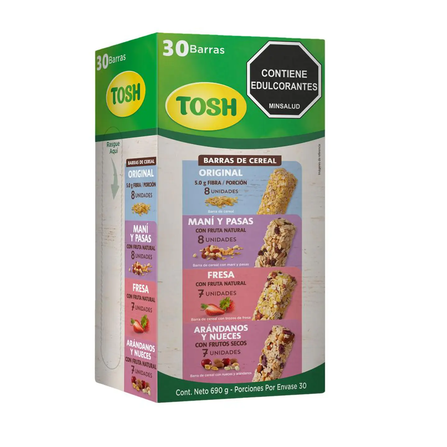 Tosh Barras de Cereal en Sabores Surtidos 30 Unid 23 g