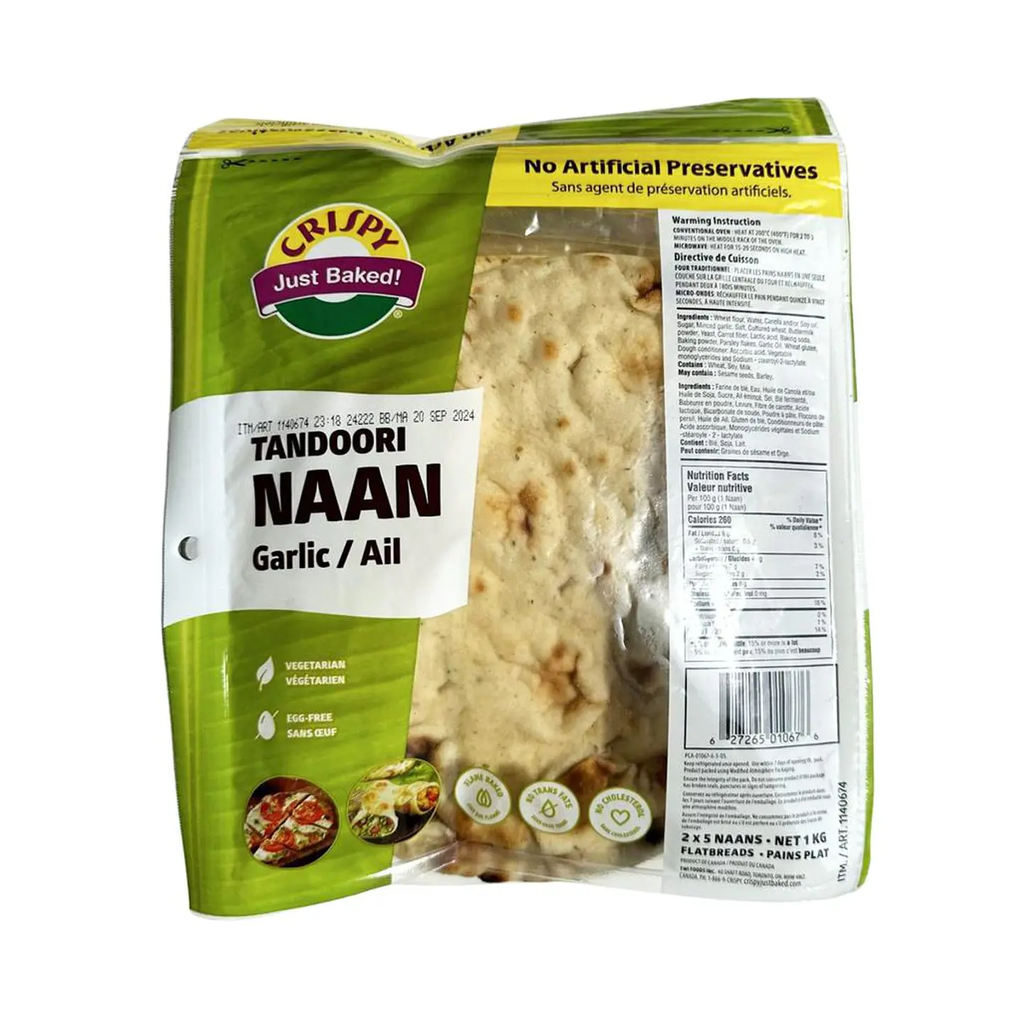 Crispy Just Baked Pan de Ajo Tandoori Naan 10 Unid