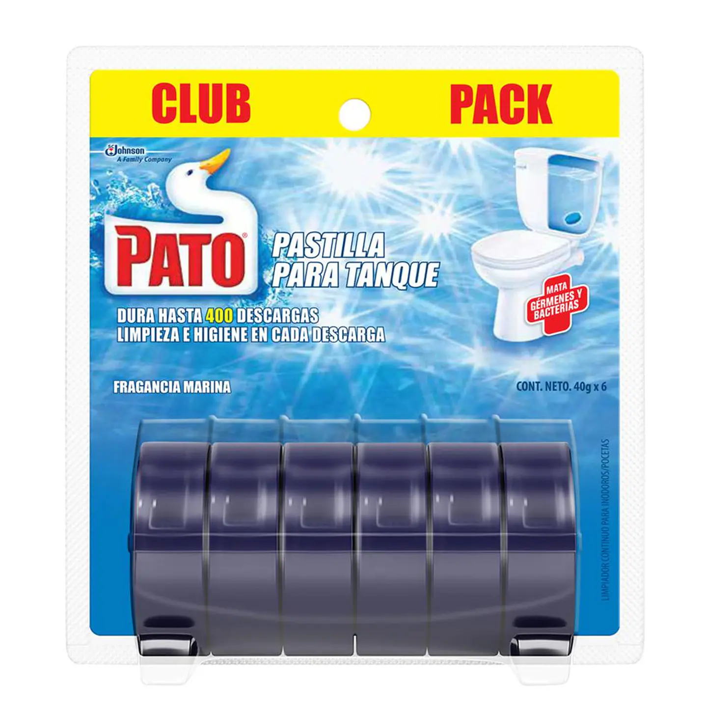 Pato Tanque Azul Limpiador inodoro 6 Unid 40 g