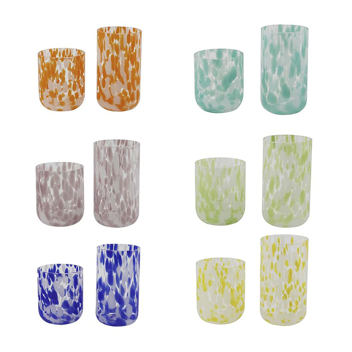 Fortune Set de Vasos en Vidrio de Colores 12 Pzas