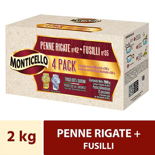 Monticello Pasta Fusilli y Penne 4 Unid 500 g