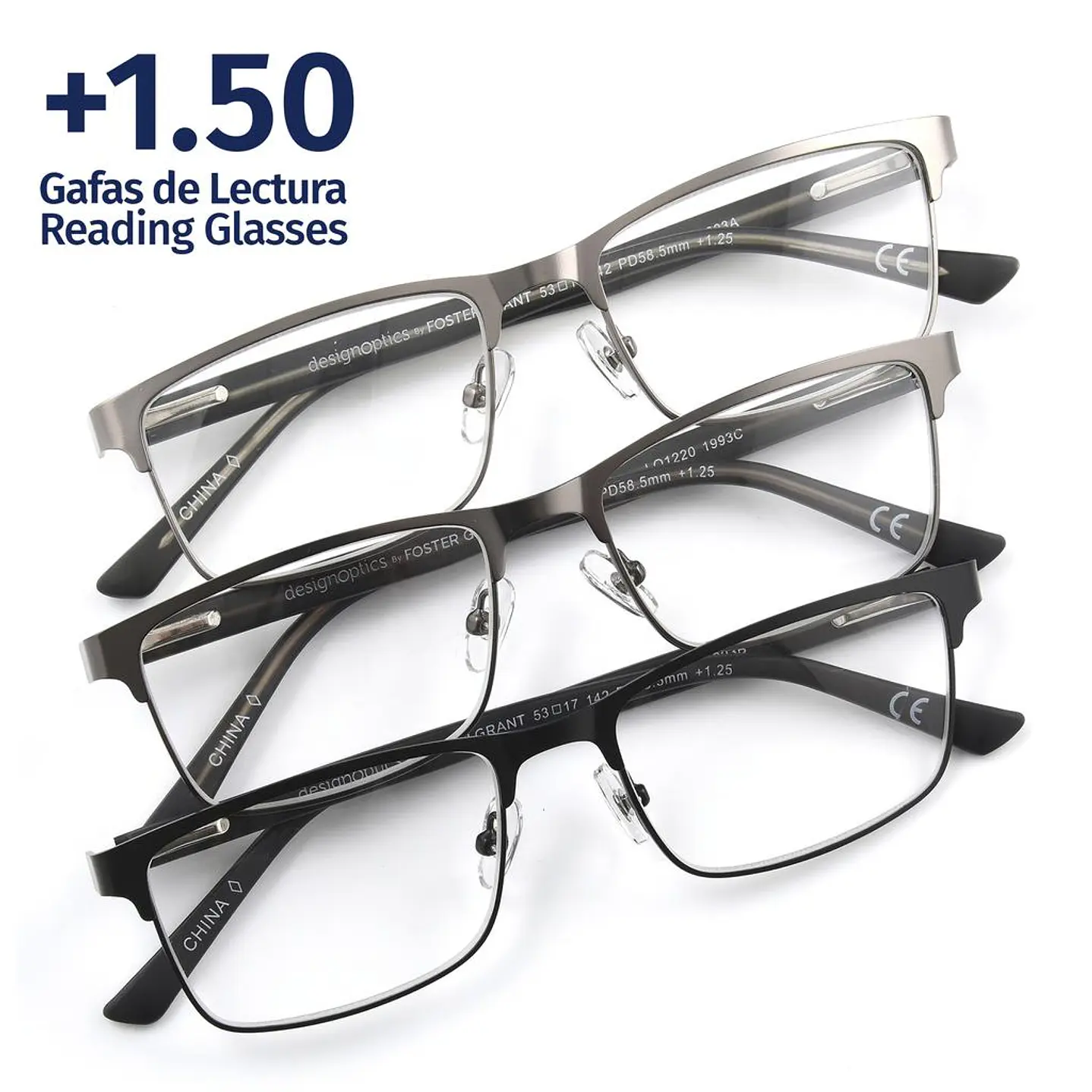 Foster Grant +1.50 Gafas de Lectura Kyne Lyden 3 Unid