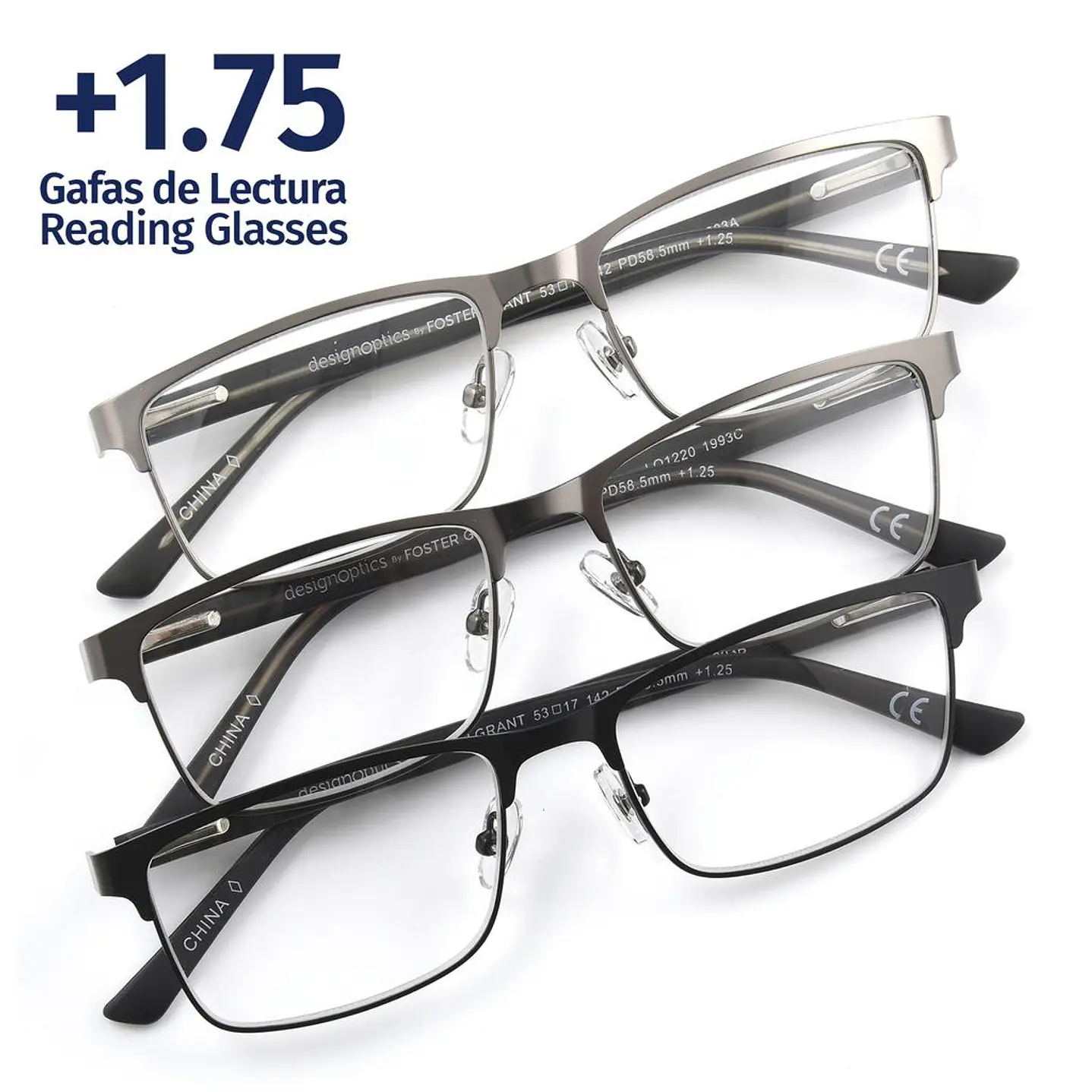 Foster Grant +1.75 Gafas de Lectura Kyne Lyden 3 Unid