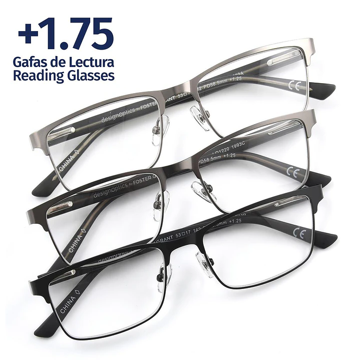 Foster Grant +1.75 Gafas de Lectura Kyne Lyden 3 Unid