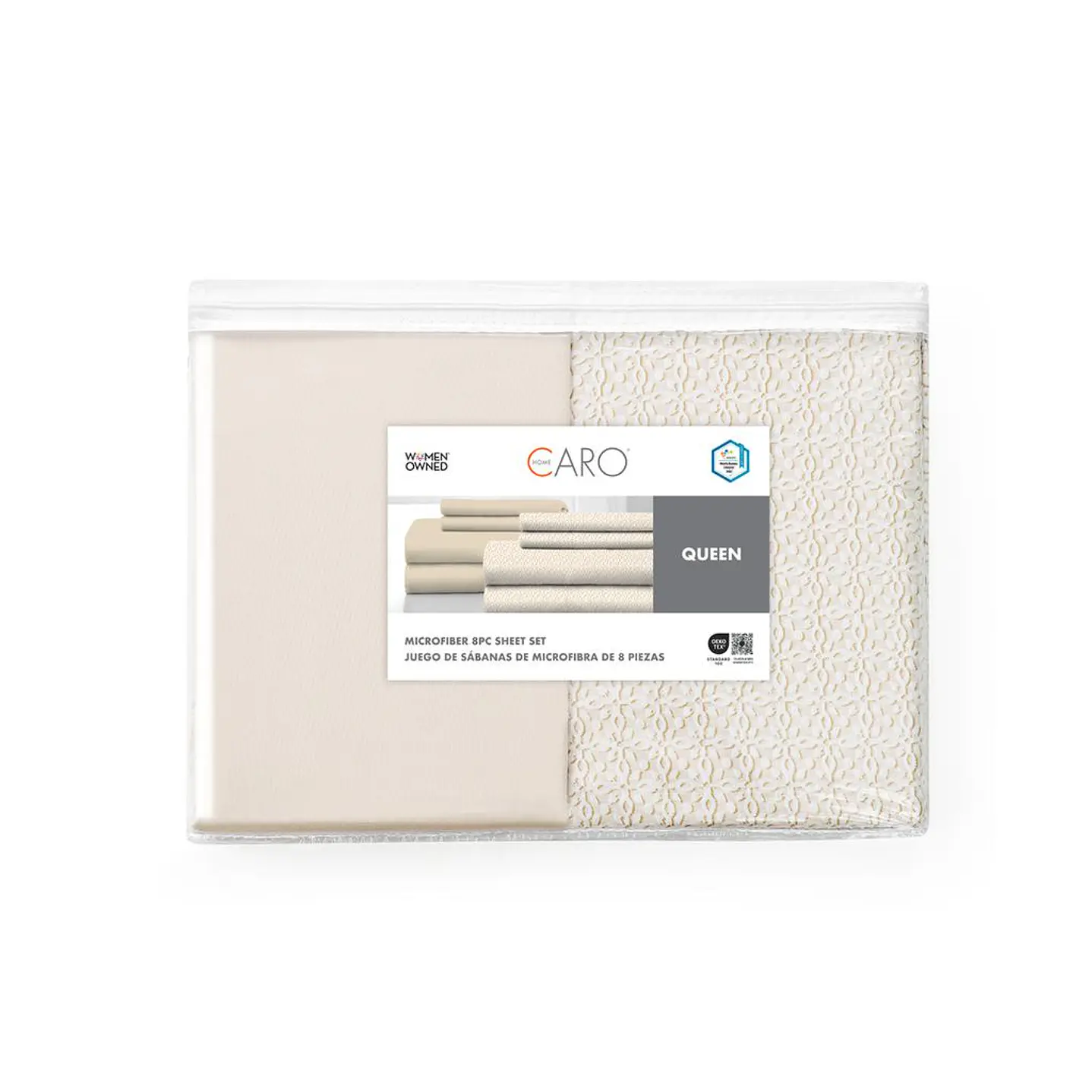 Caro Home Juego de Sabanas y Fundas Queen Poliéster 8 Pzas