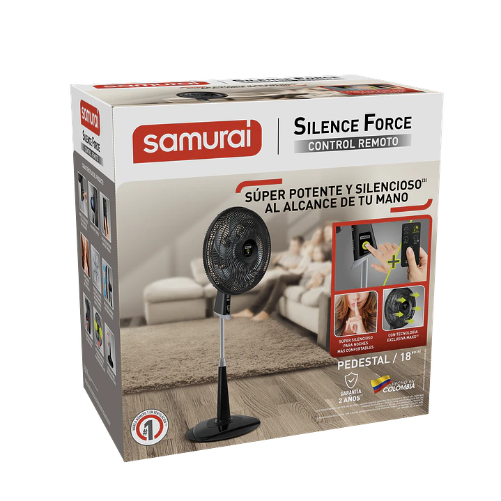 Ventilador Silence Force Control Remoto Pedestal Negro