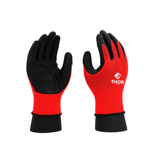 Guante Nitrilo Látex Thor Reforzado Negro Rojo Talla XL