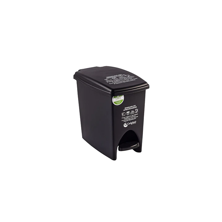 Papelera pedal de 12 lt rectangular de negro