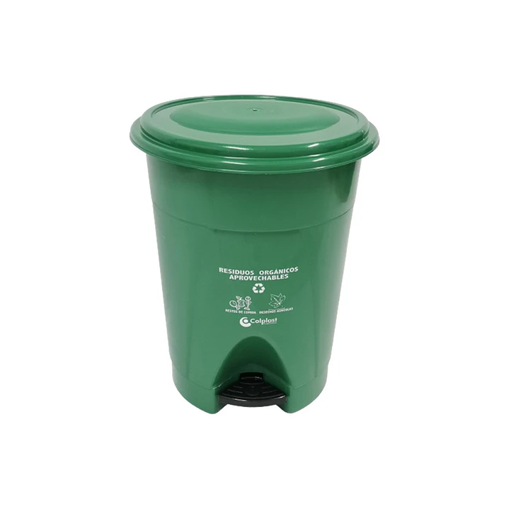 Papelera de Pedal 25 L Peletizada Con Etiqueta Verde