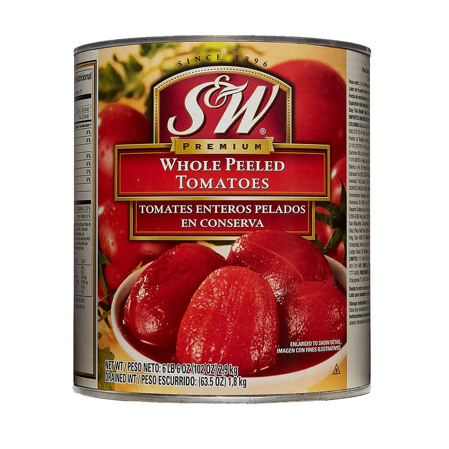 S W Tomates Enteros Pelados 1.8 kg