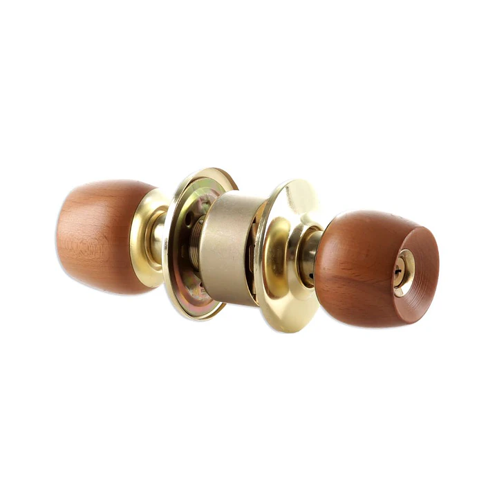 Cerradura Alcoba Thor Pomo Madera Clara Bronce
