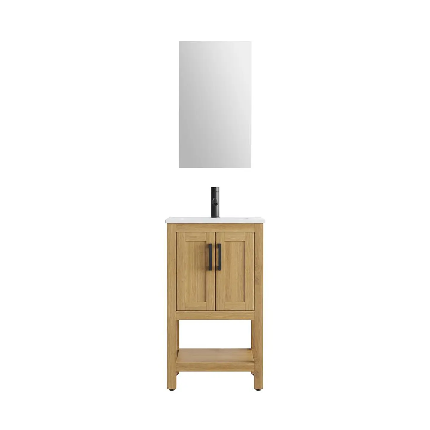 15 West Lavamanos con Mueble Teca Espejo sin Marco 50.8 cm