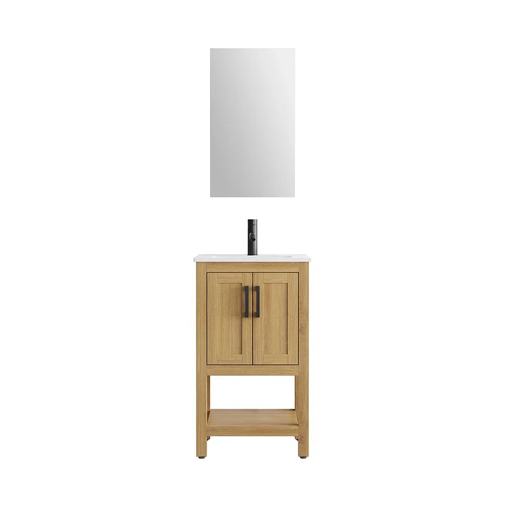15 West Lavamanos con Mueble Teca Espejo sin Marco 50.8 cm