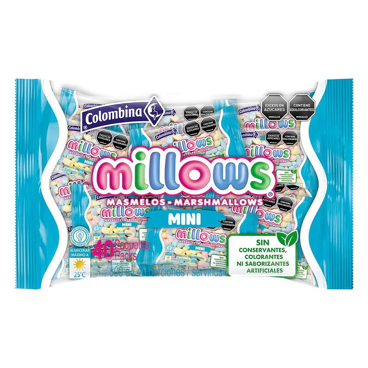 Colombina Masmelos Millows Mini 40 Unid 20 g