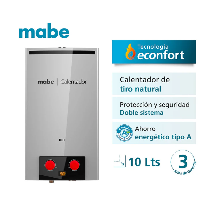 Calentador Mabe Paso 10 L Tiro Natural GN