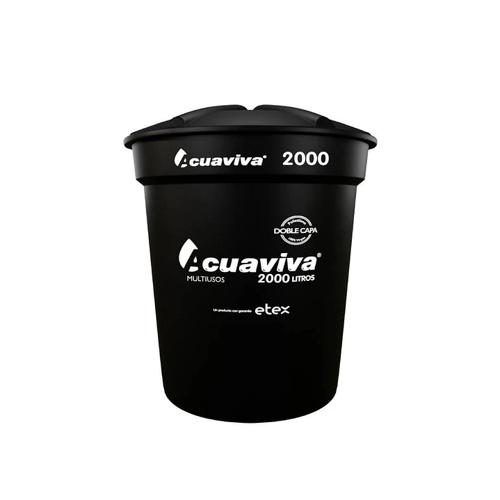 Kit 2000 L Acuaviva Tanque + Tapa + Conexiones Negro