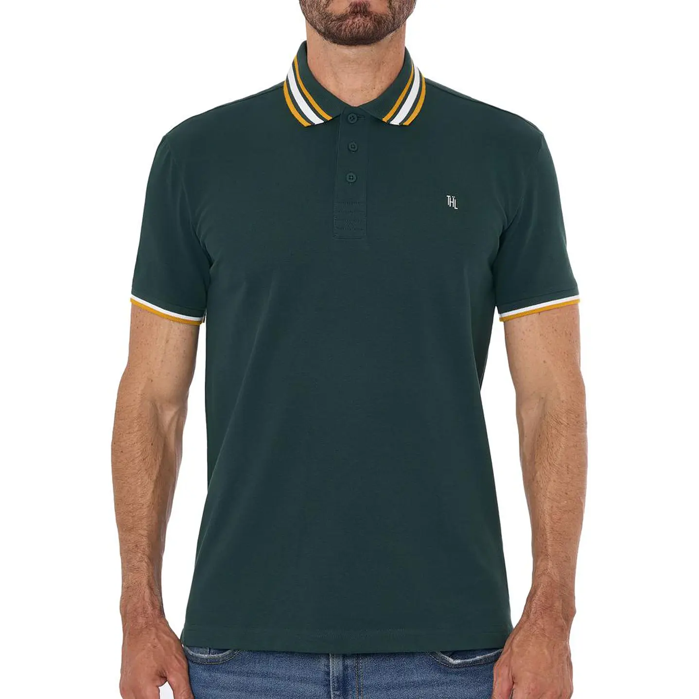 Tahiel Camiseta Polo con Cuello y Puños Tejidos Hombre