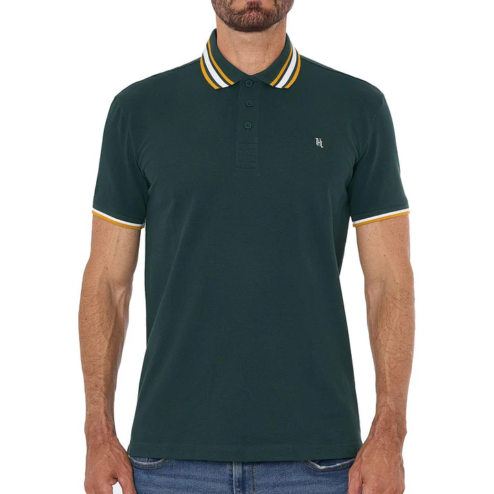 Tahiel Camiseta Polo con Cuello y Puños Tejidos Hombre