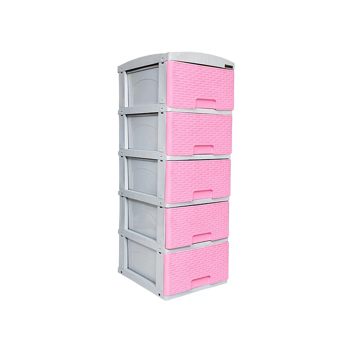Practimueble Pequeño x 5 Cajones Rattan Rosa Gris