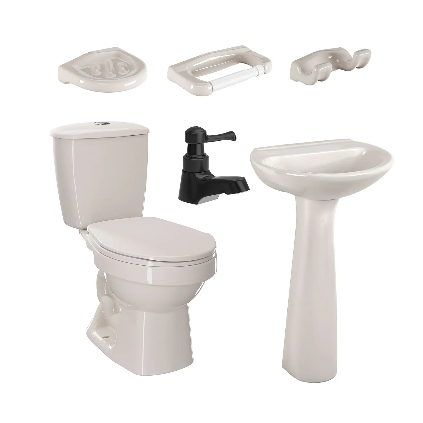 Combo Laguna 4.8 con Pedestal Bone Grifería Negra