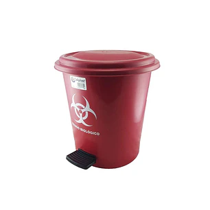 Papelera de Pedal 25 LT Peletizada Con Etiqueta Roja