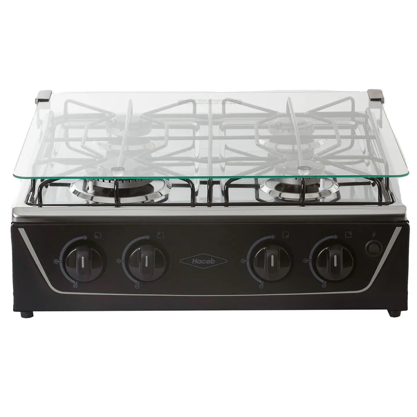 Sobremesa Avellana de 4 puestos con tapa vidrio negro GN