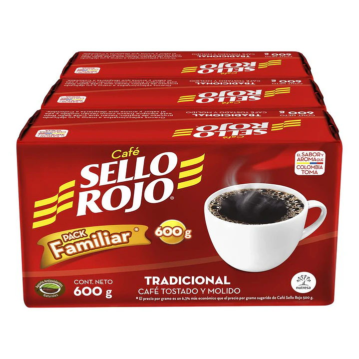 Sello Rojo Café Fuerte 3 Unid 600 g