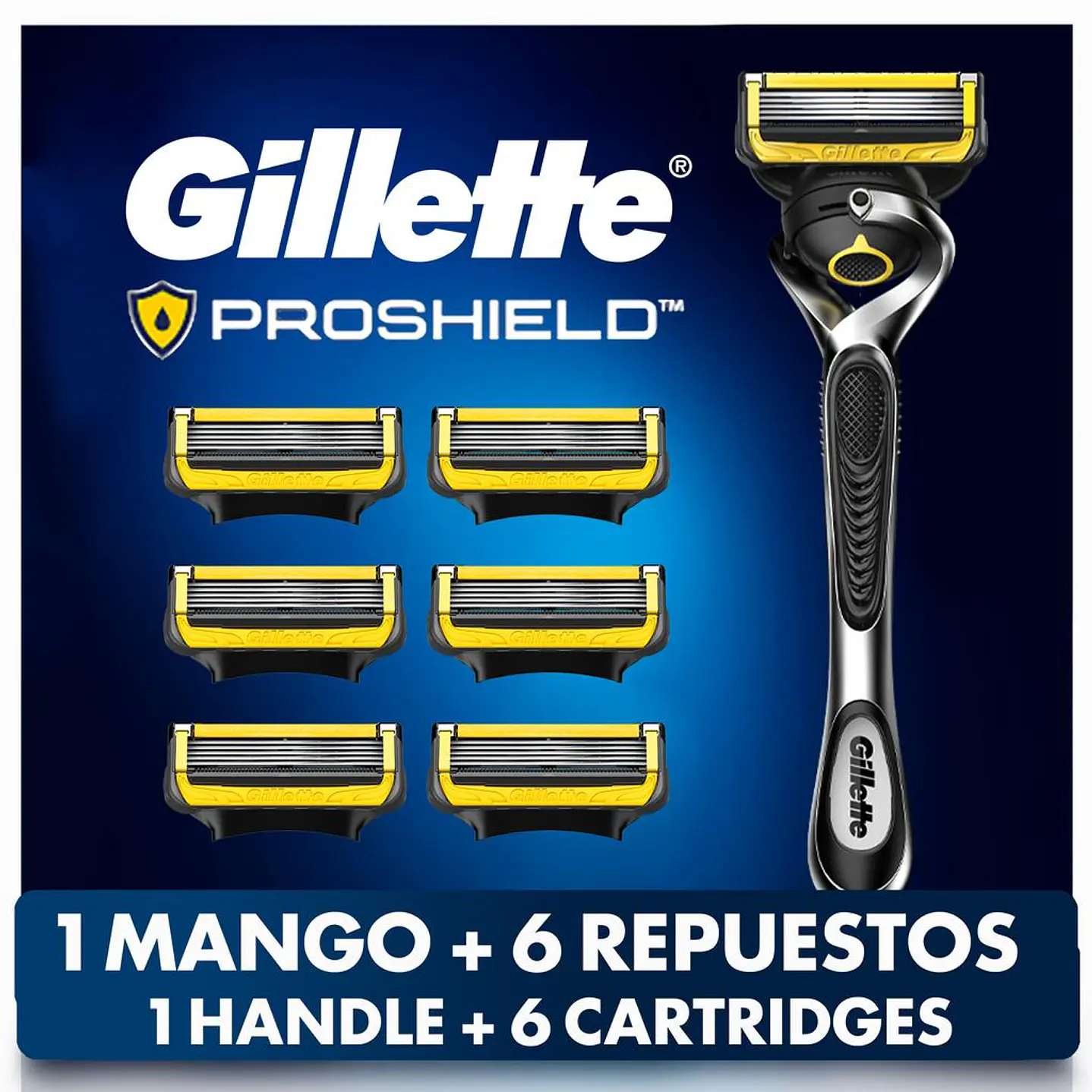 Gillette ProShield Máquina Rasuradora 1 Mango + 6 Repuestos