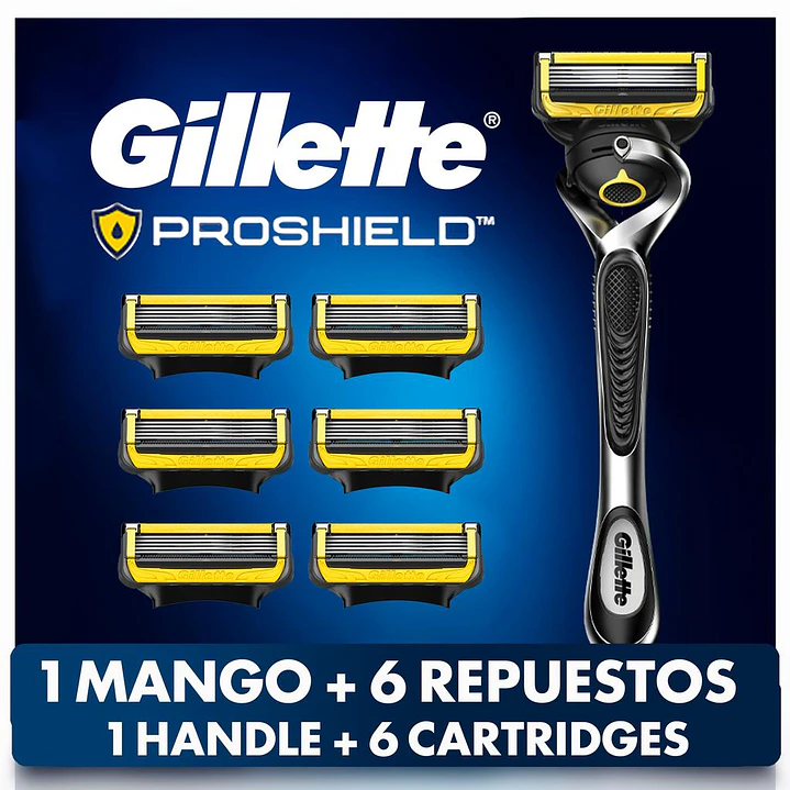Gillette ProShield Máquina Rasuradora 1 Mango + 6 Repuestos
