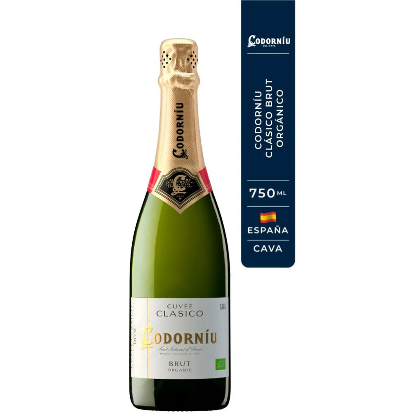Codorníu Cuvée Brut Organic Vino Espumoso Cava 750 mL