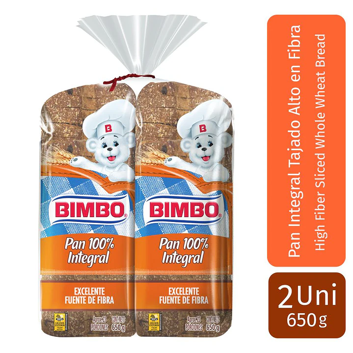 Bimbo Pan Integral 2 Unid 650 g