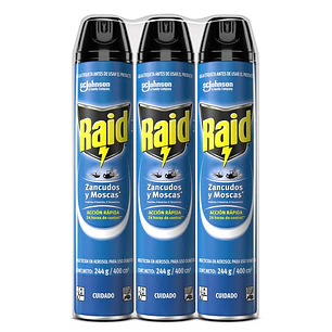Raid Insecticida Elimina Insectos Voladores 3 Unid 400 mL