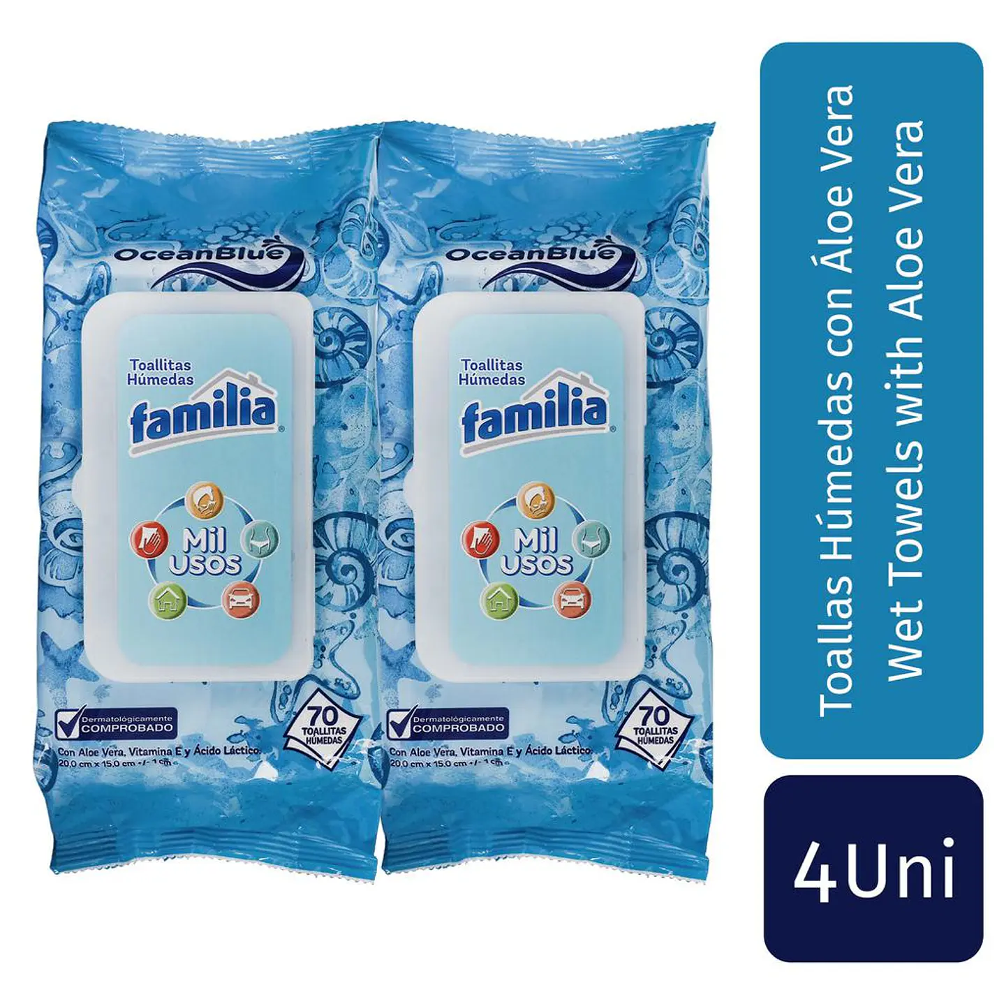 Familia Paños Húmedos Mil Usos 4 Paq 70 Unid