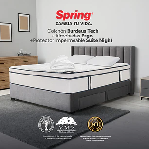 Colchon Burdeos T de 160 x 190 36 Cm + Almohada + Protector