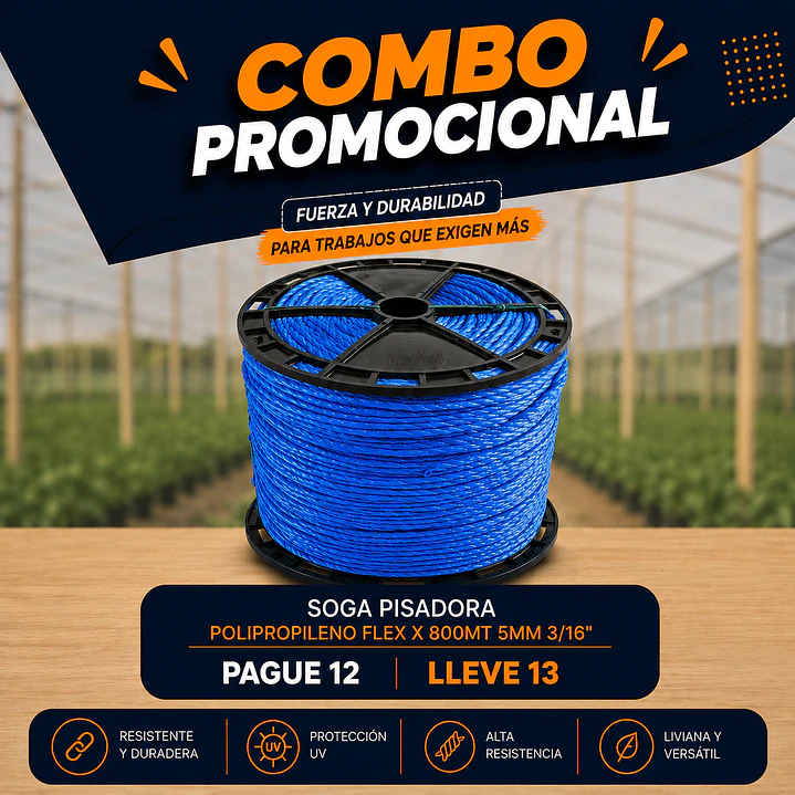 Combo Soga Pisadora Azul 5 mm Pague 12 Lleve 13