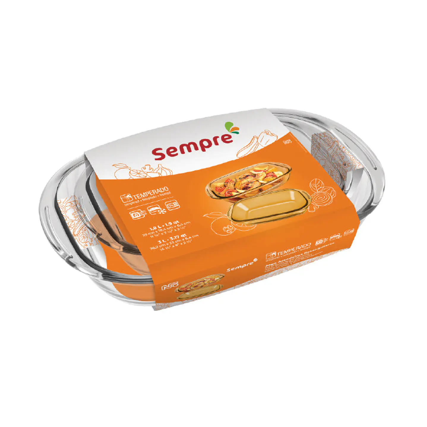 Refractaria Rectangular de 3Litros y 1.8 L 4 sets x 2 Und
