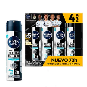 Nivea Black White Desodorante Spray Hombre 4 Unid 150 mL