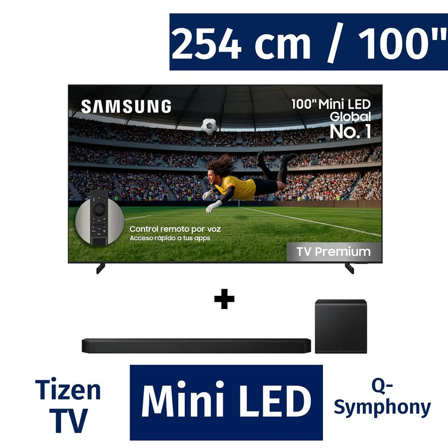 Samsung 254 cm 4K F UN100M90HKXZ + Barra Sonido HW Q800H ZL