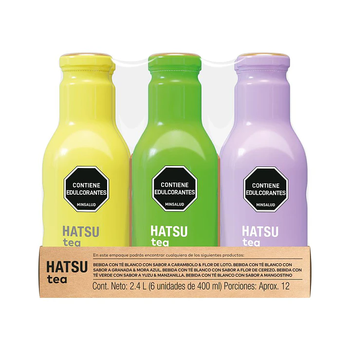 Hatsu Bebida con Té Sabor Surtido 6 Unid 400 mL