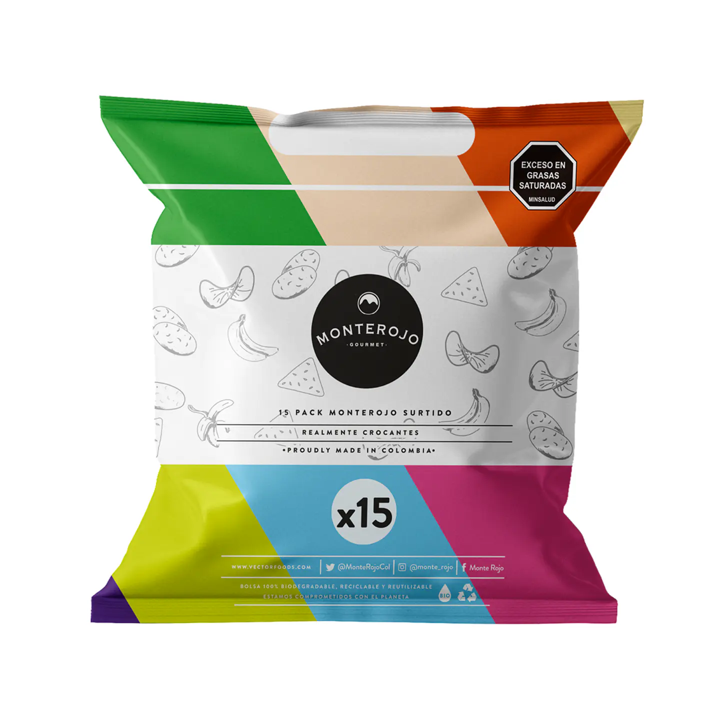MonteRojo Papas de Sabores Surtidos 15 Unid 25 g