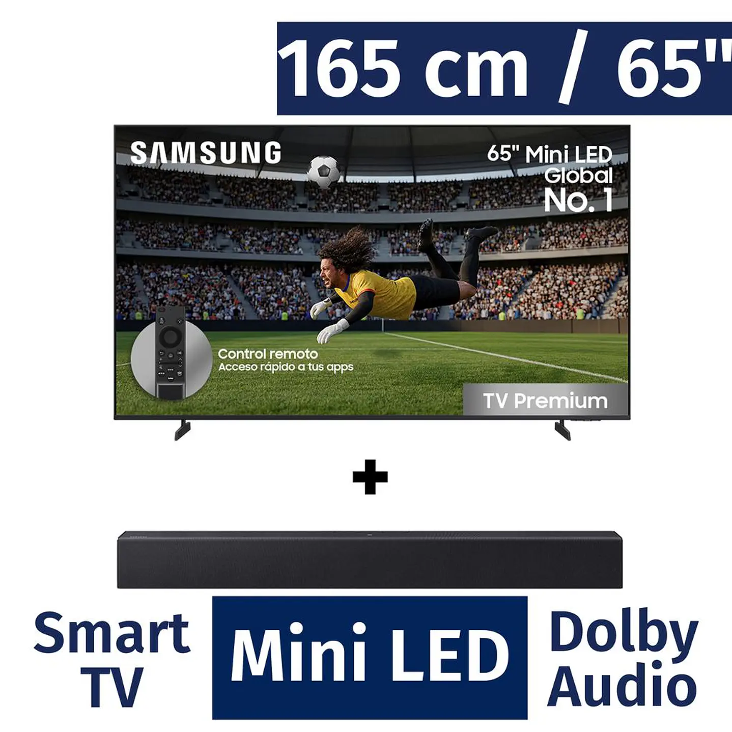 Samsung 165.1 cm 4K F UN65M70HAKXZ + Barra Sonido B400F ZL
