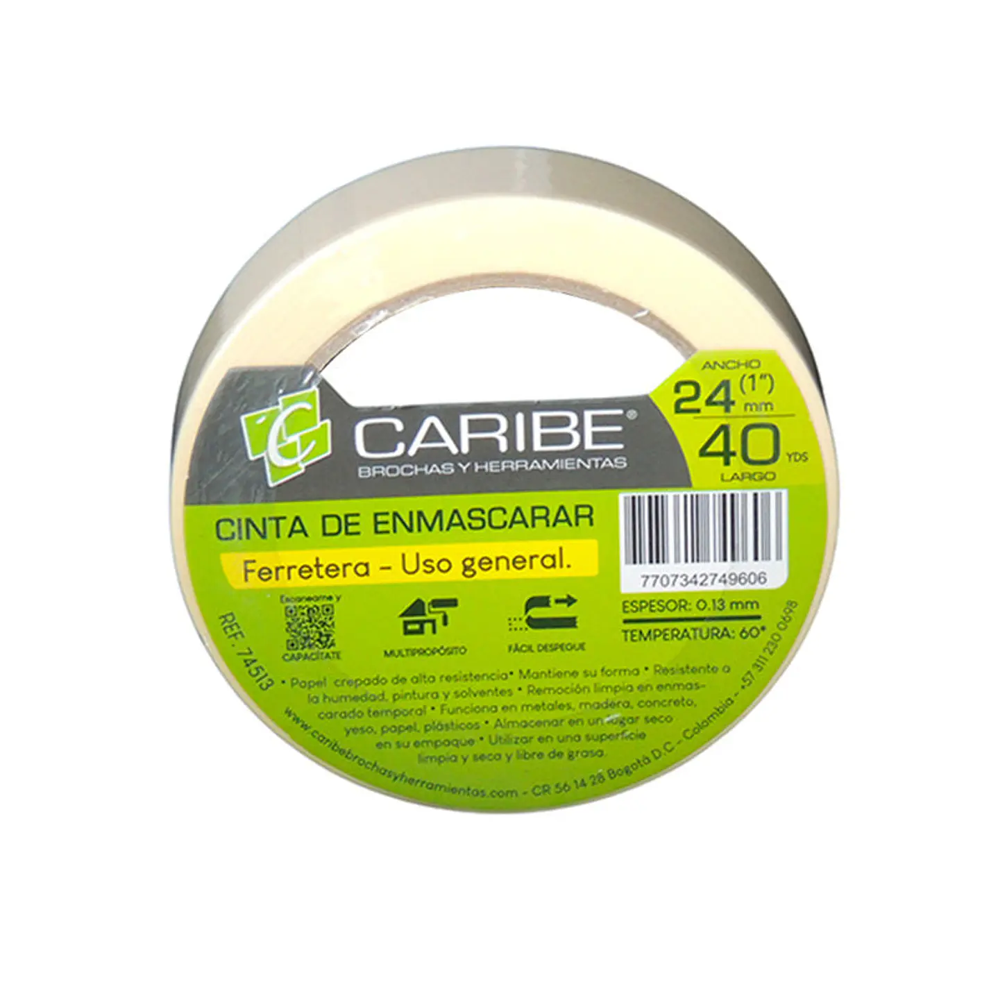 Cinta de Enmascarar Caribe 24 MM x 40YD Beige