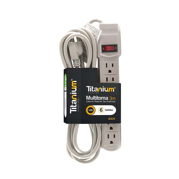 Multitoma de 6 Salidas con Cable de 3m Americana x 1 Unid