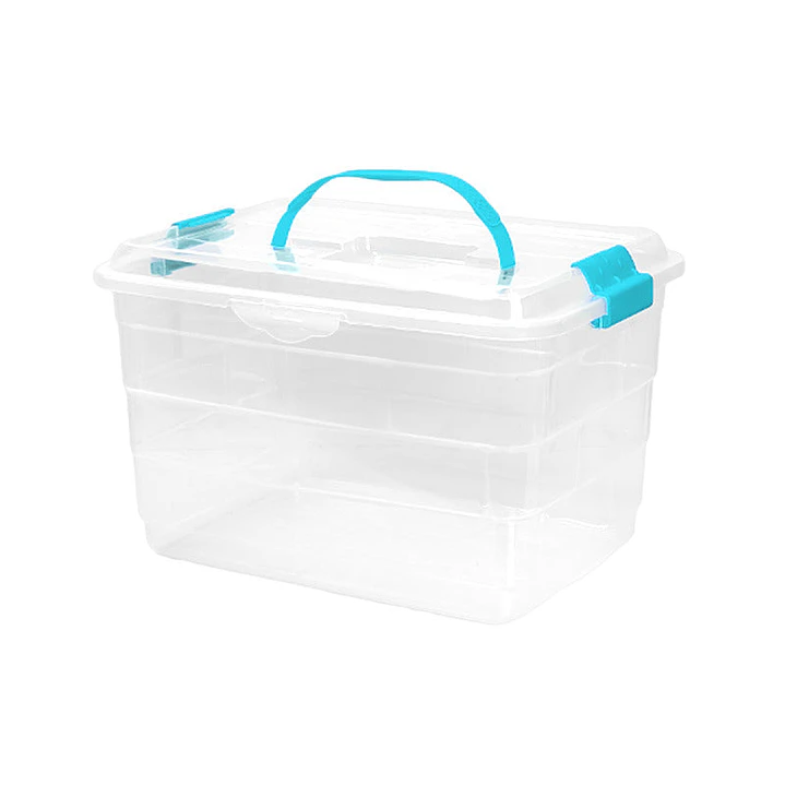 Caja Fantasía 14 L Transparente con Manija Azul