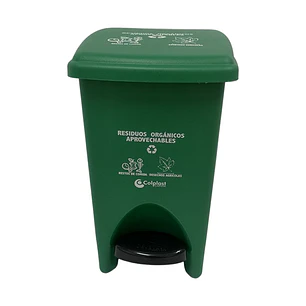 Papelera Rectangular de Pedal 12 L Peletizada Verde